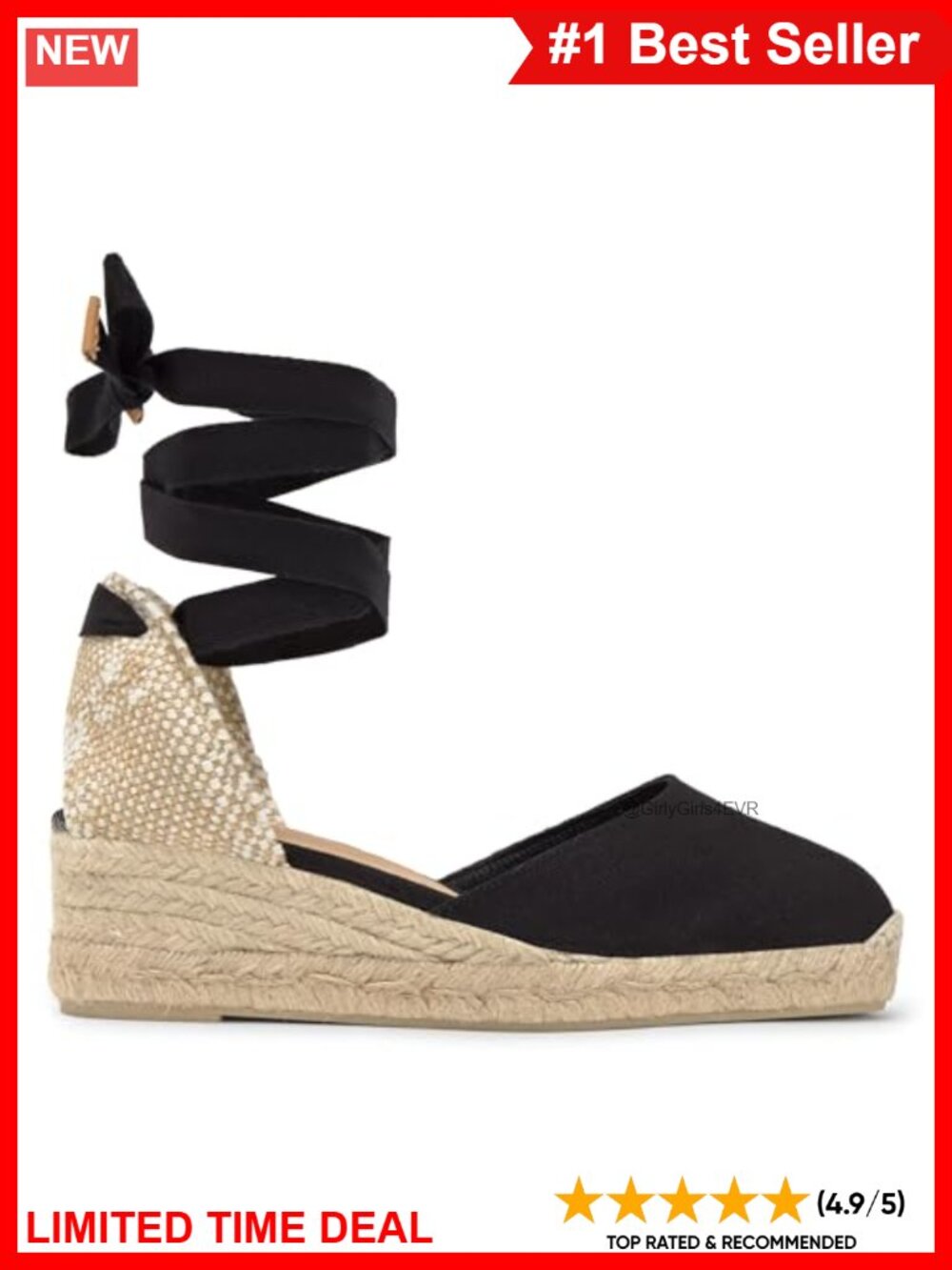 Canvas Wedge Espadrille Closed Toe Ankle Strap Lace-Up Casual